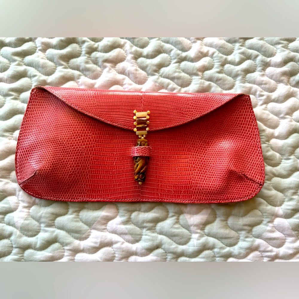 [Beth Levine] Pink Medium Leather Clutch